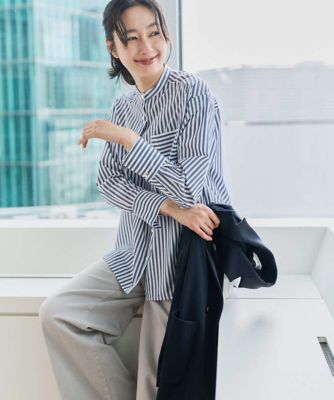 ＜GEORGES RECH　(Women)＞［日本製］バンドカラーシャツ