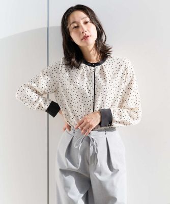 ＜GEORGES RECH　(Women)＞［セットアップ対応］ランダムドットバンドカラーブラウス