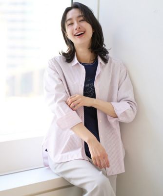 GEORGES RECH　(Women)/ジョルジュ　レッシュ ［日本製］コットンブロードストライプシャツ