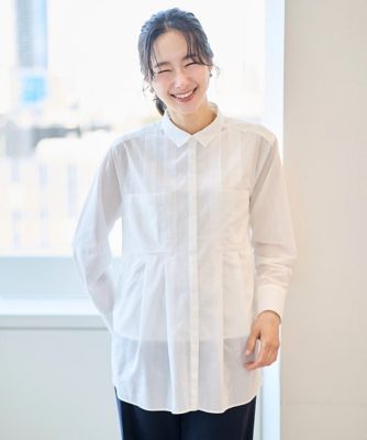 ［日本製］サンディーローンタックシャツブラウス