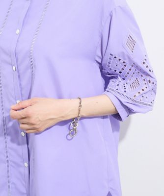 エンブロイダリー９分袖チュニックブラウス