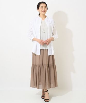 エンブロイダリー９分袖チュニックブラウス