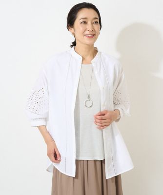 ＜GEORGES RECH　(Women)＞エンブロイダリー９分袖チュニックブラウス