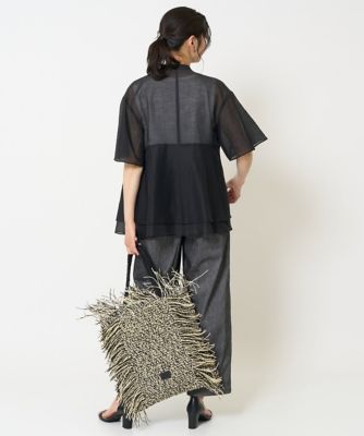 ［日本製］シアーティアードバンドカラーブラウス