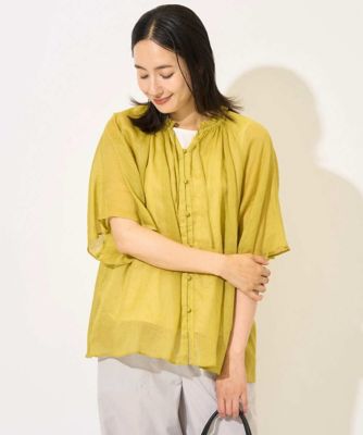 GEORGES RECH　(Women)/ジョルジュ　レッシュ ラミーギャザースタンドカラーブラウス
