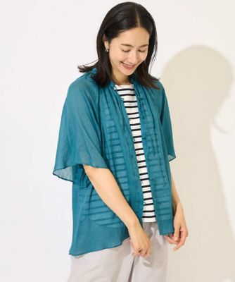 スローブイエナ 24SS ラミーギャザーシャツ リネン ブルー スタンドカラー 追加》ラミーギャザーシャツ｜フォーワンセブン スローブイエナ