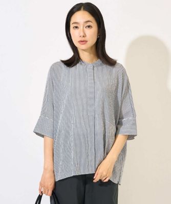 追加／接触冷感］バンドカラードルマンスリーブブラウス2 | GEORGES