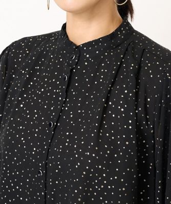 ［セットアップ対応］ランダムドット箔プリントボウタイブラウス