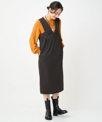 ＜GEORGES RECH　(Women)＞ストライプＶネックジャンパースカート