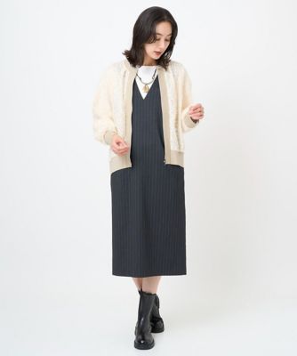 GEORGES RECH (Women)/ジョルジュ レッシュ ストライプVネックジャンパースカート 93ダークグレー 【三越伊勢丹/公式】