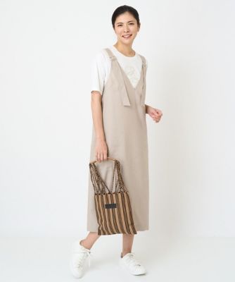 ＜GEORGES RECH　(Women)＞［日本製／セットアップ対応］リネンピンストライプジャンパースカート