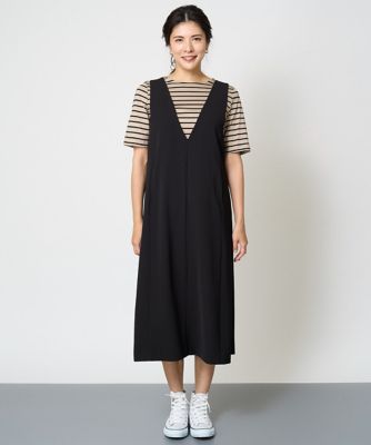 ［２点セット］ジャンパースカート×ボーダーカットソー