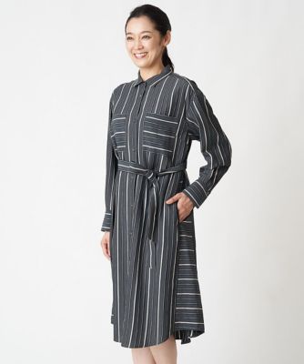 ［日本製］ドビーストライプシャツワンピース