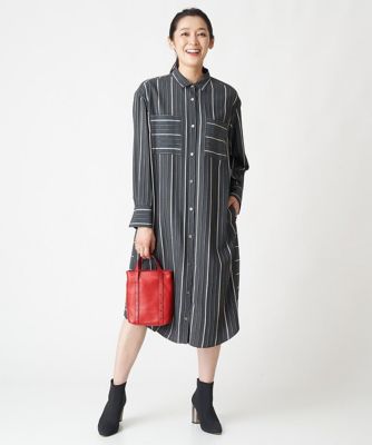 ［日本製］ドビーストライプシャツワンピース