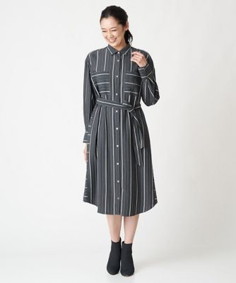 ［日本製］ドビーストライプシャツワンピース