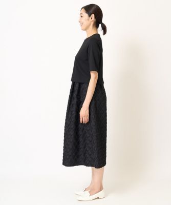 ［日本製］ダイヤカットジャガードドッキングワンピース