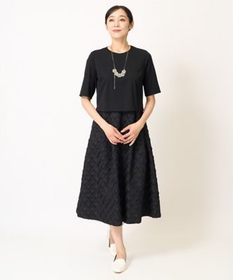 ［日本製］ダイヤカットジャガードドッキングワンピース