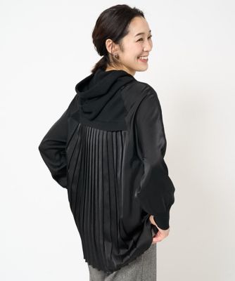 サテン切替バックプリーツニットプルオーバー