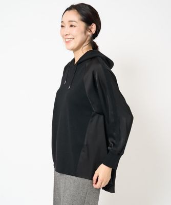 サテン切替バックプリーツニットプルオーバー