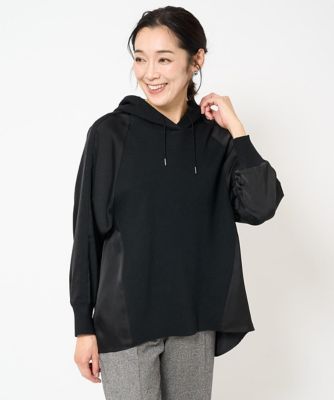 サテン切替バックプリーツニットプルオーバー