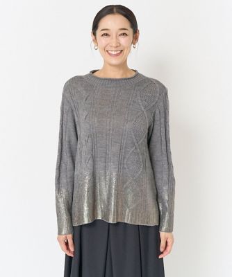 ES RECH / ジョルジュ・レッシュ グラデーション箔プリントケーブルニット グラデーション箔プリントケーブルニット | GEORGES RECH (Women