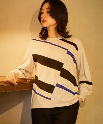 ＜GEORGES RECH　(Women)＞レクタングルインターシャニット