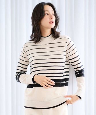 GEORGES RECH (Women)/ジョルジュ レッシュ [アンサンブル対応]ウォッシャブルウールハイネックニット 90ホワイト系(ボーダー) トップス【三越伊勢丹/公式】