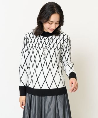 ＜GEORGES RECH　(Women)＞ブークレダイヤジャガードハイネックニット