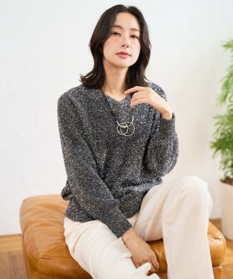 ＜GEORGES RECH　(Women)＞メタリックシャギーＶネックニット