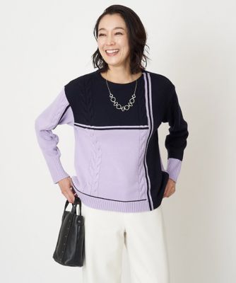 ES RECH / ジョルジュ・レッシュ [日本製]カラーブロックミニボートネックニット 日本製］カラーブロックミニボートネックニット | GEORGES RECH