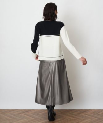 ES RECH / ジョルジュ・レッシュ [日本製]カラーブロックミニボートネックニット 日本製］カラーブロックミニボートネックニット | GEORGES RECH