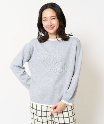 ダブルジャガードラメテープ刺繍ロゴニット