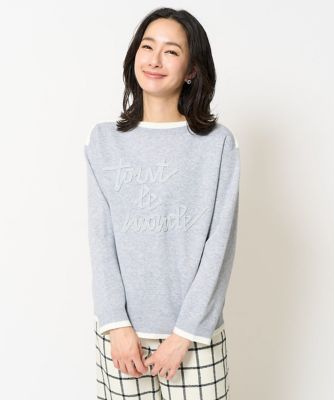 ダブルジャガードラメテープ刺繍ロゴニット
