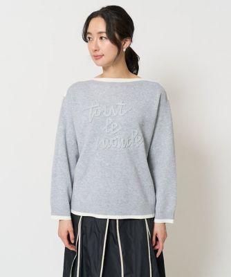 ダブルジャガードラメテープ刺繍ロゴニット