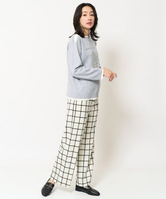 ダブルジャガードラメテープ刺繍ロゴニット
