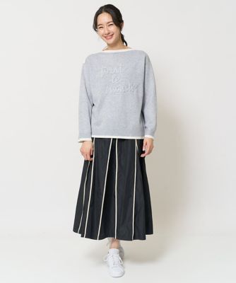 ダブルジャガードラメテープ刺繍ロゴニット
