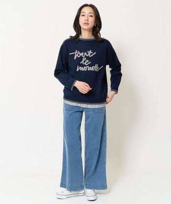 ダブルジャガードラメテープ刺繍ロゴニット