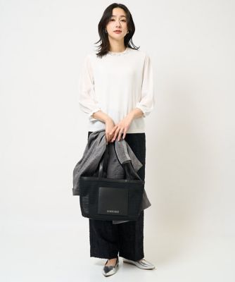 ES RECH / ジョルジュ・レッシュ [アンサンブル対応]ビジュー刺繍シアー7分袖ニット ジョルジュ・レッシュ GEORGES RECH [アンサンブル対応]ビジュー