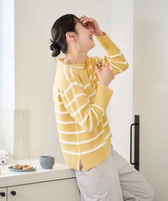 ＜GEORGES RECH　(Women)＞ブークレボーダーボートネックニット