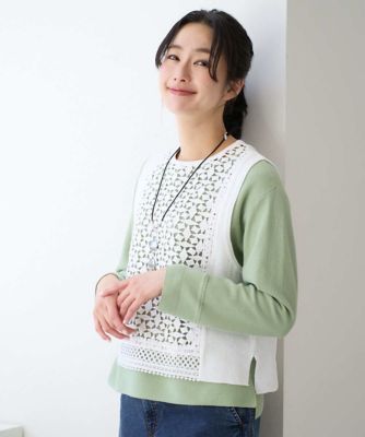 GEORGES RECH　(Women)/ジョルジュ　レッシュ 幾何レースショートニットベスト