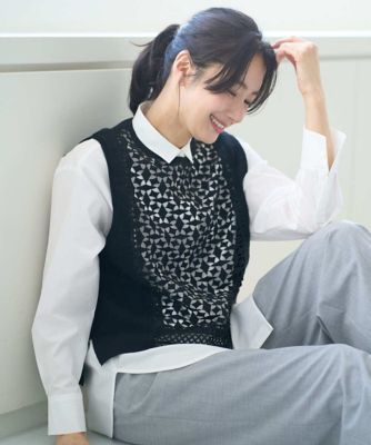 幾何レースショートニットベスト | GEORGES RECH (Women)/ジョルジュ