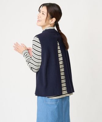 バックプリーツブラウス付き】バックスリットニットベスト