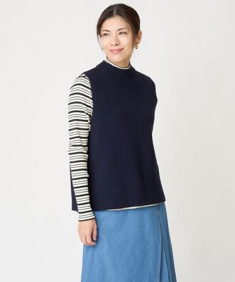 【バックプリーツブラウス付き】バックスリットニットベスト