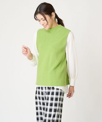 【バックプリーツブラウス付き】バックスリットニットベスト