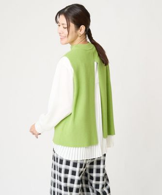 【バックプリーツブラウス付き】バックスリットニットベスト