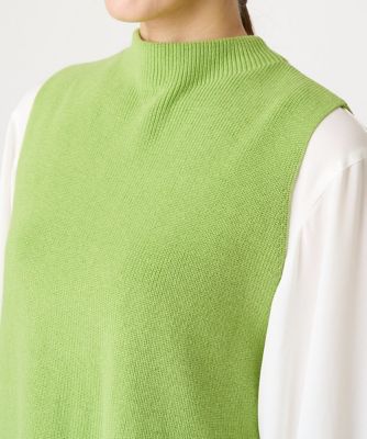 【バックプリーツブラウス付き】バックスリットニットベスト