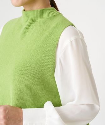 【バックプリーツブラウス付き】バックスリットニットベスト