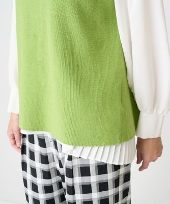 【バックプリーツブラウス付き】バックスリットニットベスト