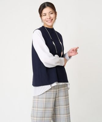 【バックプリーツブラウス付き】バックスリットニットベスト