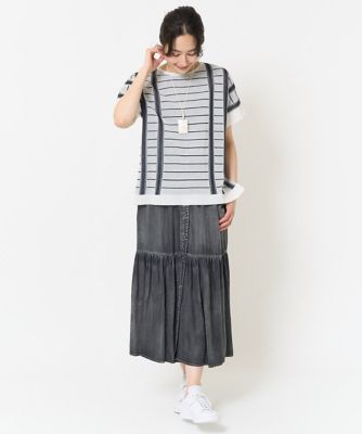 ジャガードストライプ幾何柄シアーニット | GEORGES RECH (Women